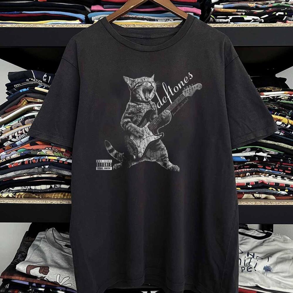 Style Deftones A Cat Playing Guitar Black T-Shirt
